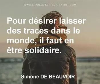 Citation de Simone DE BEAUVOIR