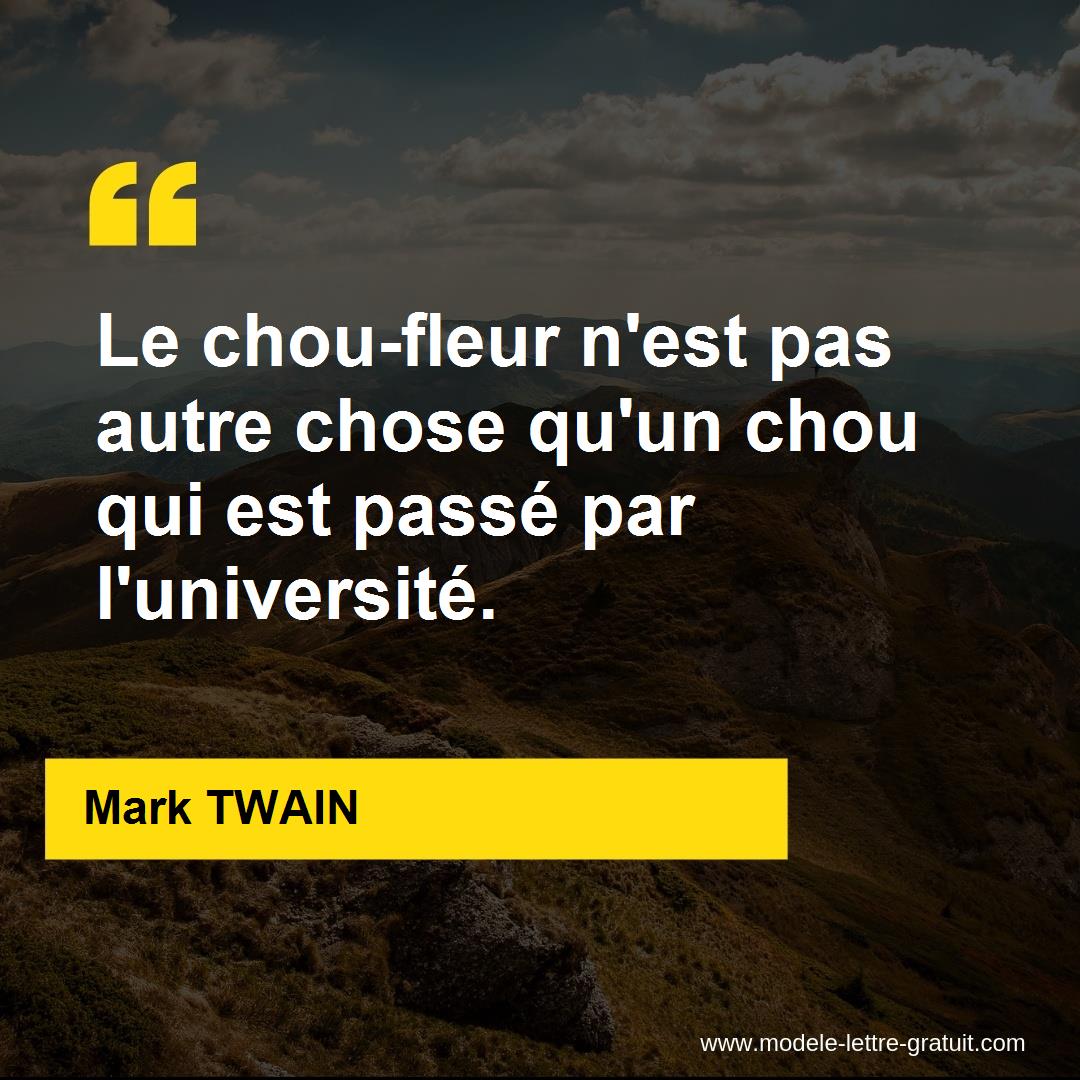 Le Chou Fleur N Est Pas Autre Chose Qu Un Chou Qui Est Passe Par Mark Twain