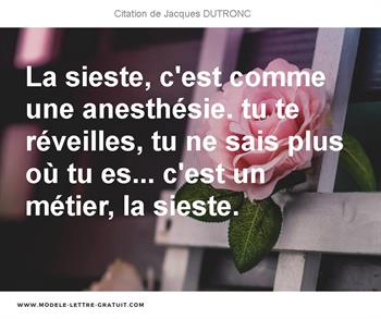 La Sieste C Est Comme Une Anesthesie Tu Te Reveilles Tu Ne Jacques Dutronc