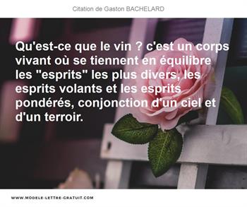 Qu Est Ce Que Le Vin C Est Un Corps Vivant Ou Se Tiennent En Gaston Bachelard