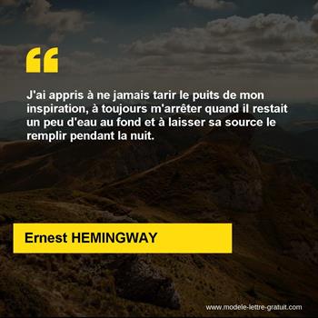 Citation de Ernest HEMINGWAY