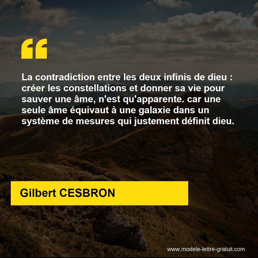 La Contradiction Entre Les Deux Infinis De Dieu Creer Les Gilbert Cesbron