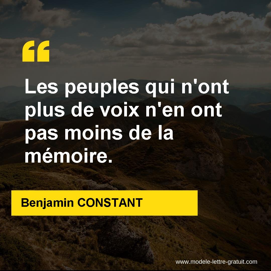 Les Peuples Qui N Ont Plus De Voix N En Ont Pas Moins De La Benjamin Constant