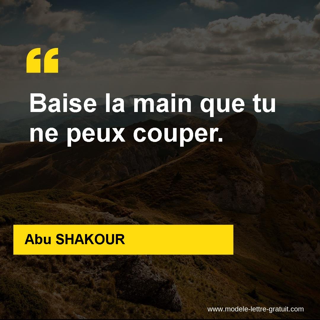 Abu SHAKOUR a dit : Baise la main que tu ne peux couper.