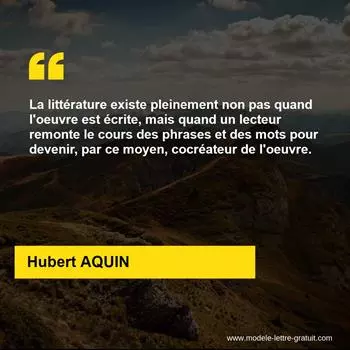 Citation Hubert AQUIN