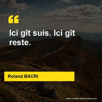 Citation de Roland BACRI