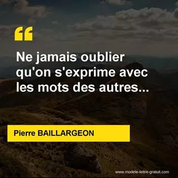 Citation Pierre BAILLARGEON