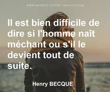 Citation de Henry BECQUE