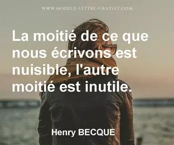 Citation de Henry BECQUE