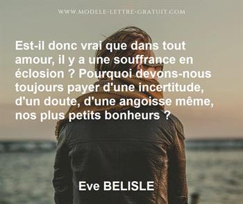 Citation de Eve BELISLE