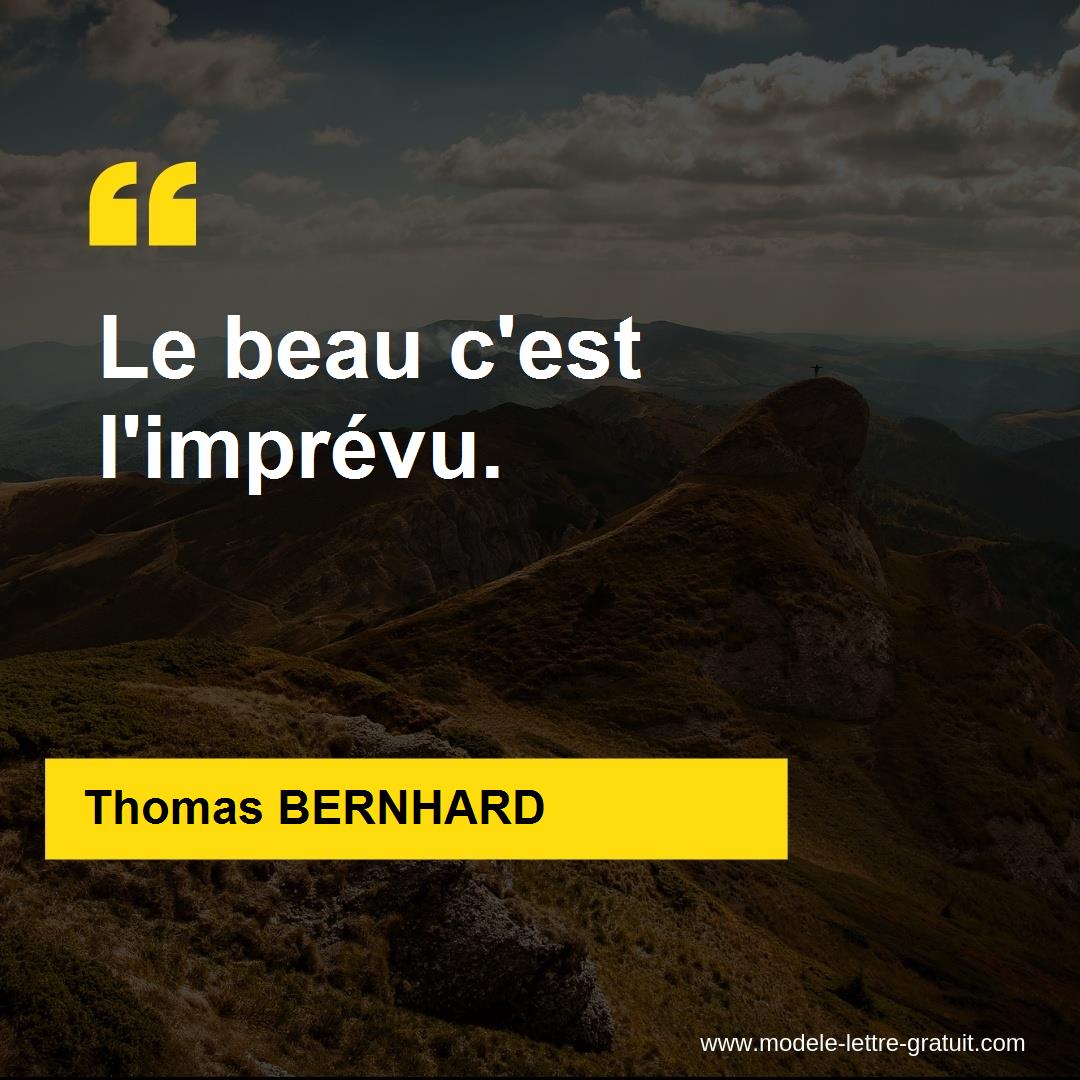 Thomas Bernhard A Dit Le Beau C Est L Imprevu