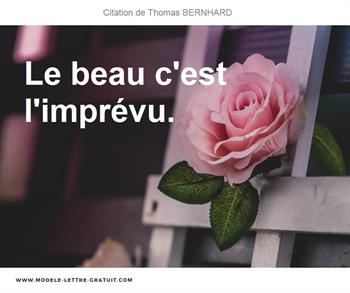 Thomas Bernhard A Dit Le Beau C Est L Imprevu