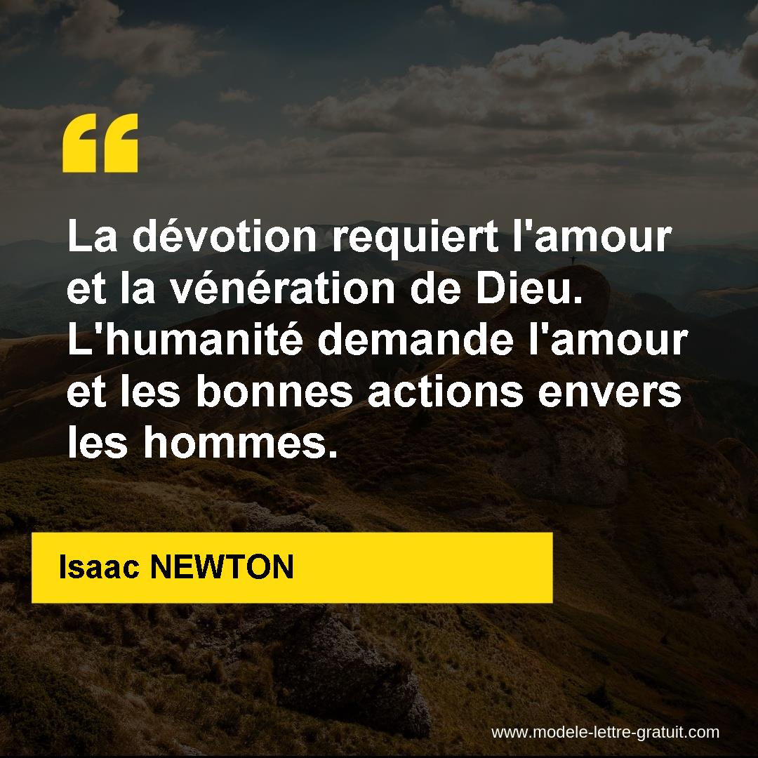 La Devotion Requiert L Amour Et La Veneration De Dieu Isaac Newton