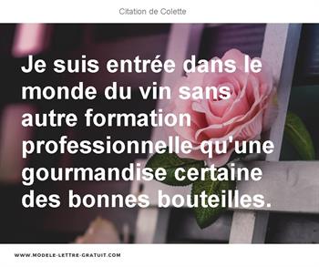 Je Suis Entree Dans Le Monde Du Vin Sans Autre Formation Colette