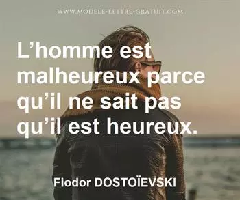 Citation de Fiodor DOSTOÏEVSKI