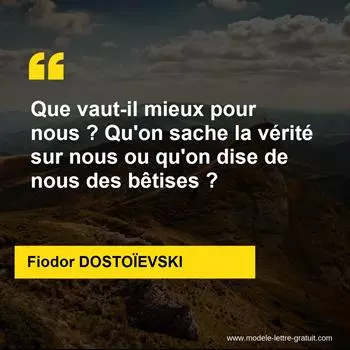 Citation Fiodor DOSTOÏEVSKI