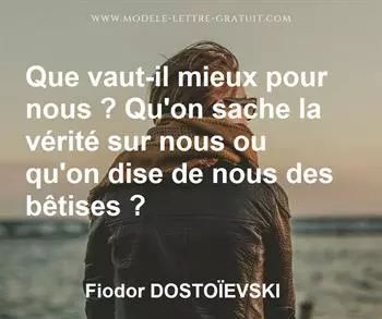 Citation de Fiodor DOSTOÏEVSKI