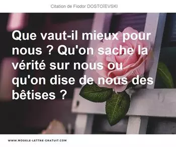 Citations Fiodor DOSTOÏEVSKI