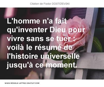 Citations Fiodor DOSTOÏEVSKI