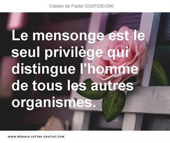 Citations Fiodor DOSTOÏEVSKI