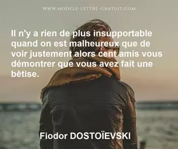 Citation de Fiodor DOSTOÏEVSKI