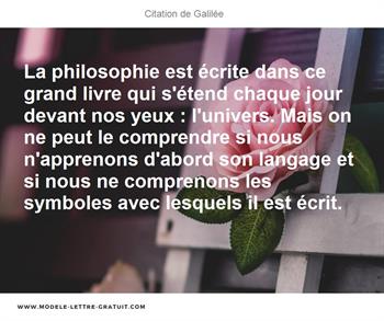 La Philosophie Est Ecrite Dans Ce Grand Livre Qui S Etend Chaque Galilee