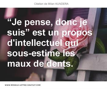 Je Pense Donc Je Suis Est Un Propos D Intellectuel Qui Milan Kundera