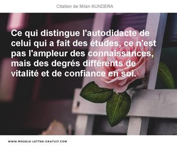 Ce Qui Distingue L Autodidacte De Celui Qui A Fait Des Etudes Milan Kundera