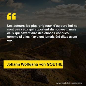 Citation de Johann Wolfgang von GOETHE