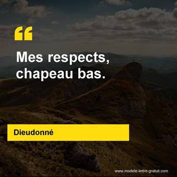 Dieudonne A Dit Mes Respects Chapeau Bas