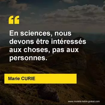 Citation Marie CURIE