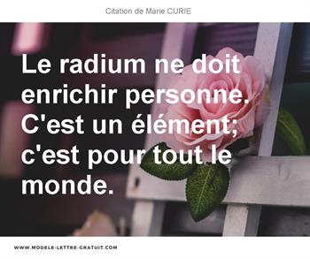 Citations Marie CURIE
