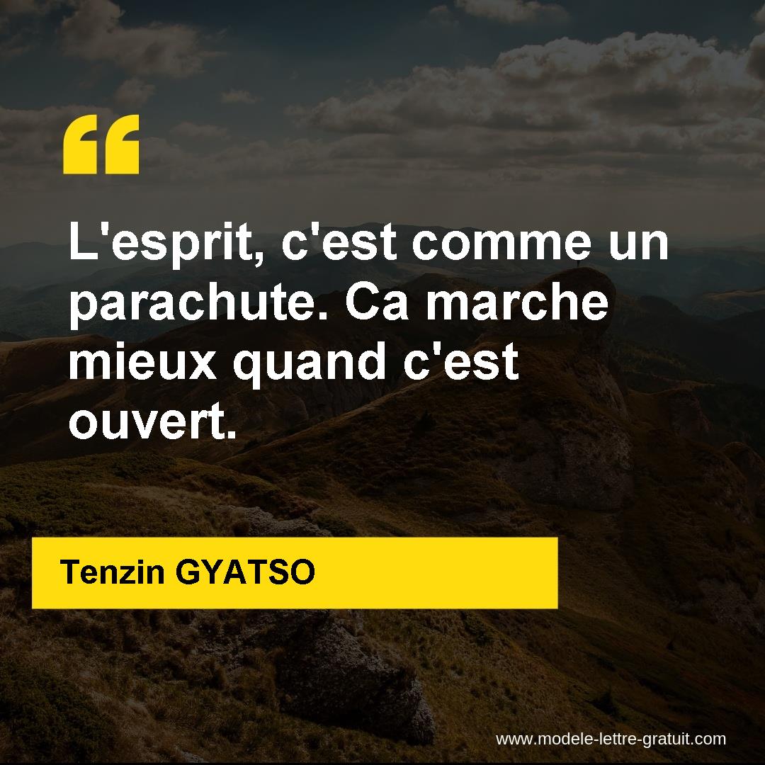 L Esprit C Est Comme Un Parachute Ca Marche Mieux Quand C Est Tenzin Gyatso