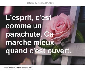 L Esprit C Est Comme Un Parachute Ca Marche Mieux Quand C Est Tenzin Gyatso