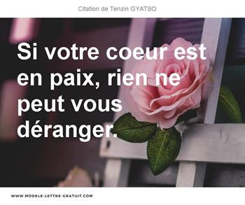 Si Votre Coeur Est En Paix Rien Ne Peut Vous Deranger