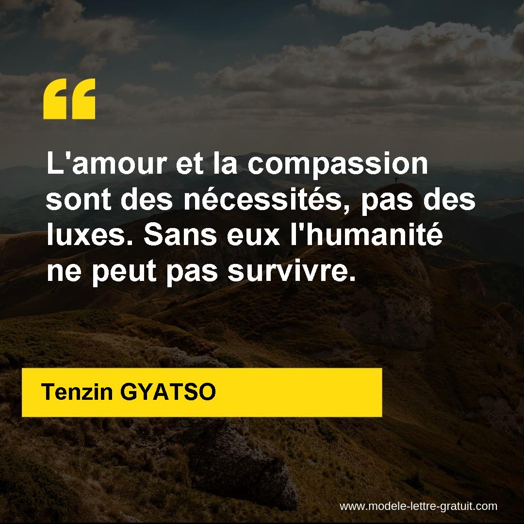L Amour Et La Compassion Sont Des Necessites Pas Des Luxes Tenzin Gyatso
