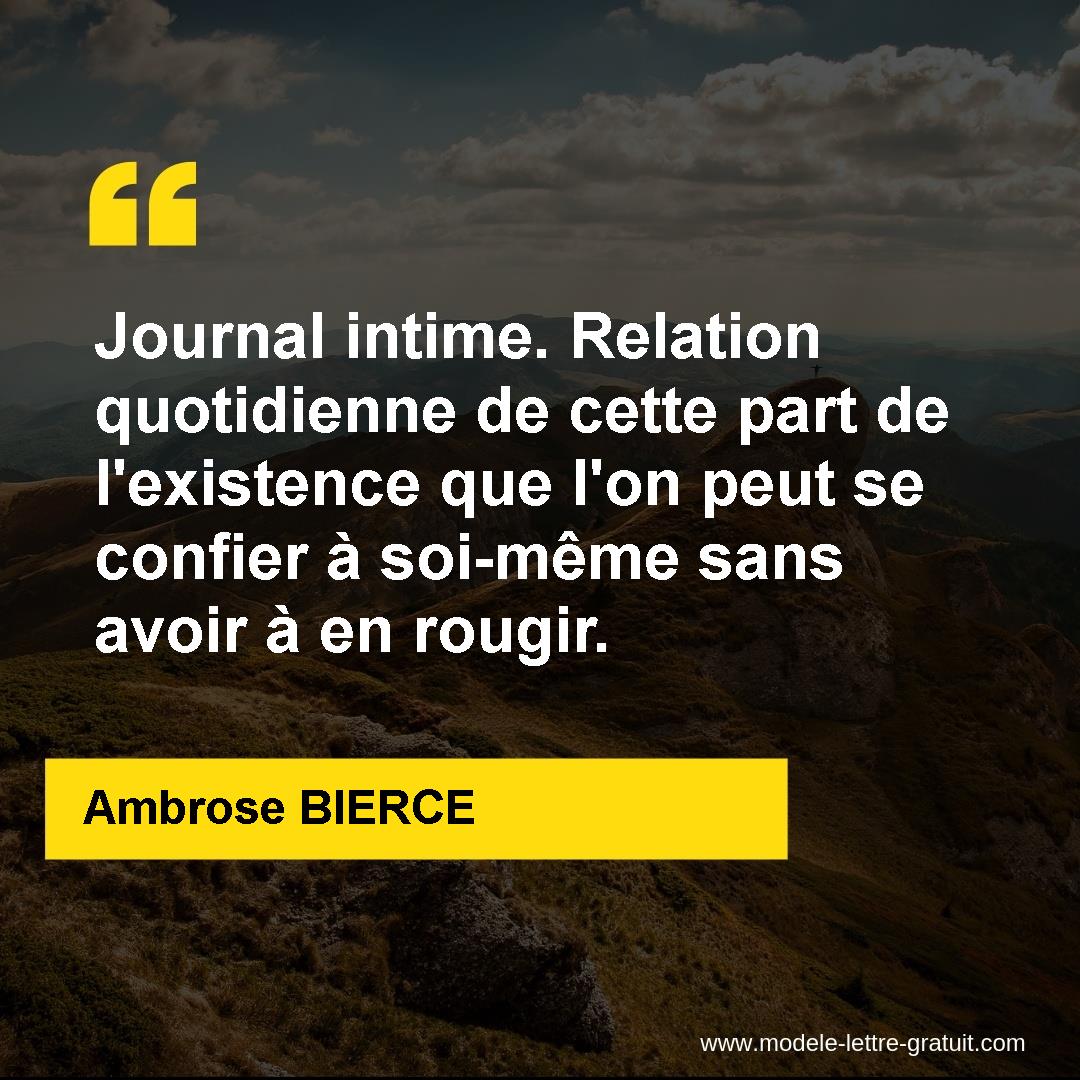 Journal Intime Relation Quotidienne De Cette Part De Ambrose Bierce