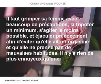 Il Faut Grimper Sa Femme Avec Beaucoup De Precautions La Georges Wolinski