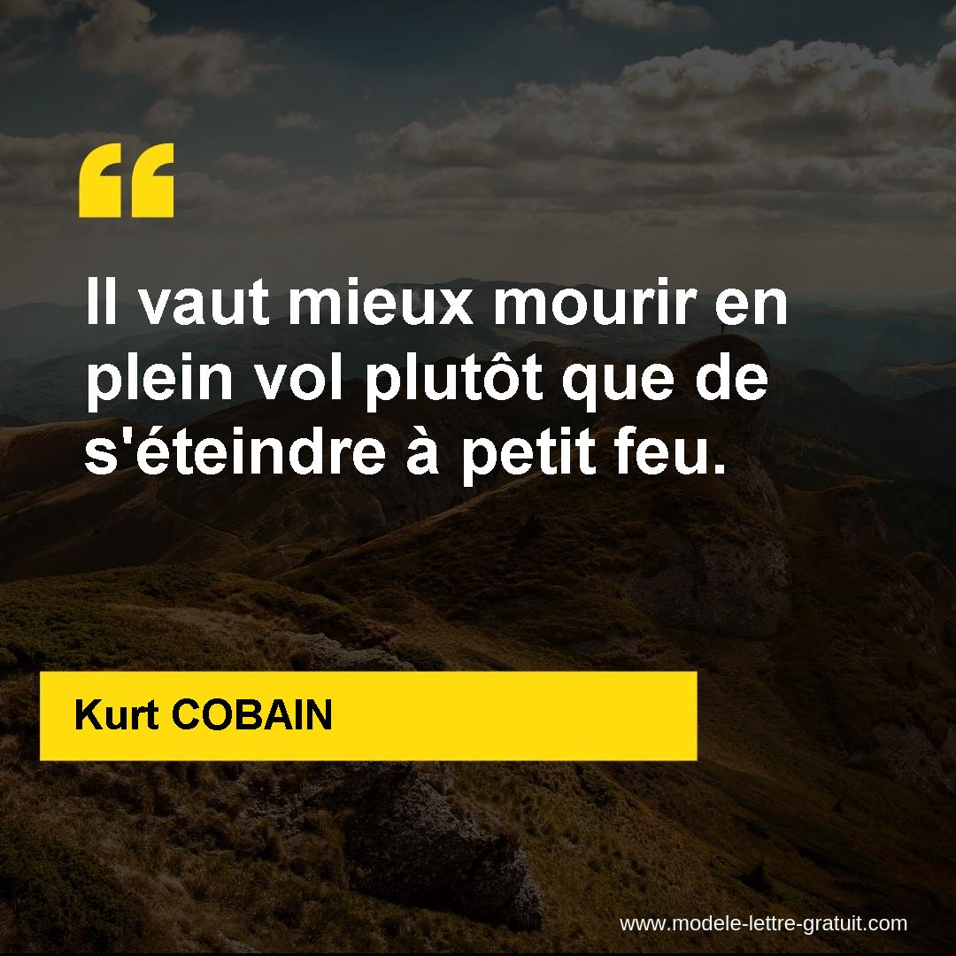 Il Vaut Mieux Mourir En Plein Vol Plutot Que De S Eteindre A Kurt Cobain