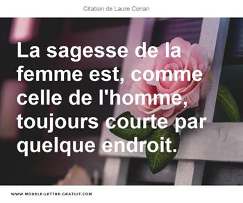 La Sagesse De La Femme Est Comme Celle De L Homme Toujours Laure Conan