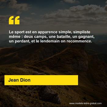 Le Sport Est En Apparence Simple Simpliste Meme Deux Camps Jean Dion