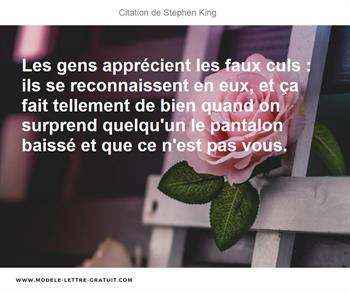 Les Gens Apprecient Les Faux Culs Ils Se Reconnaissent En Eux Stephen King