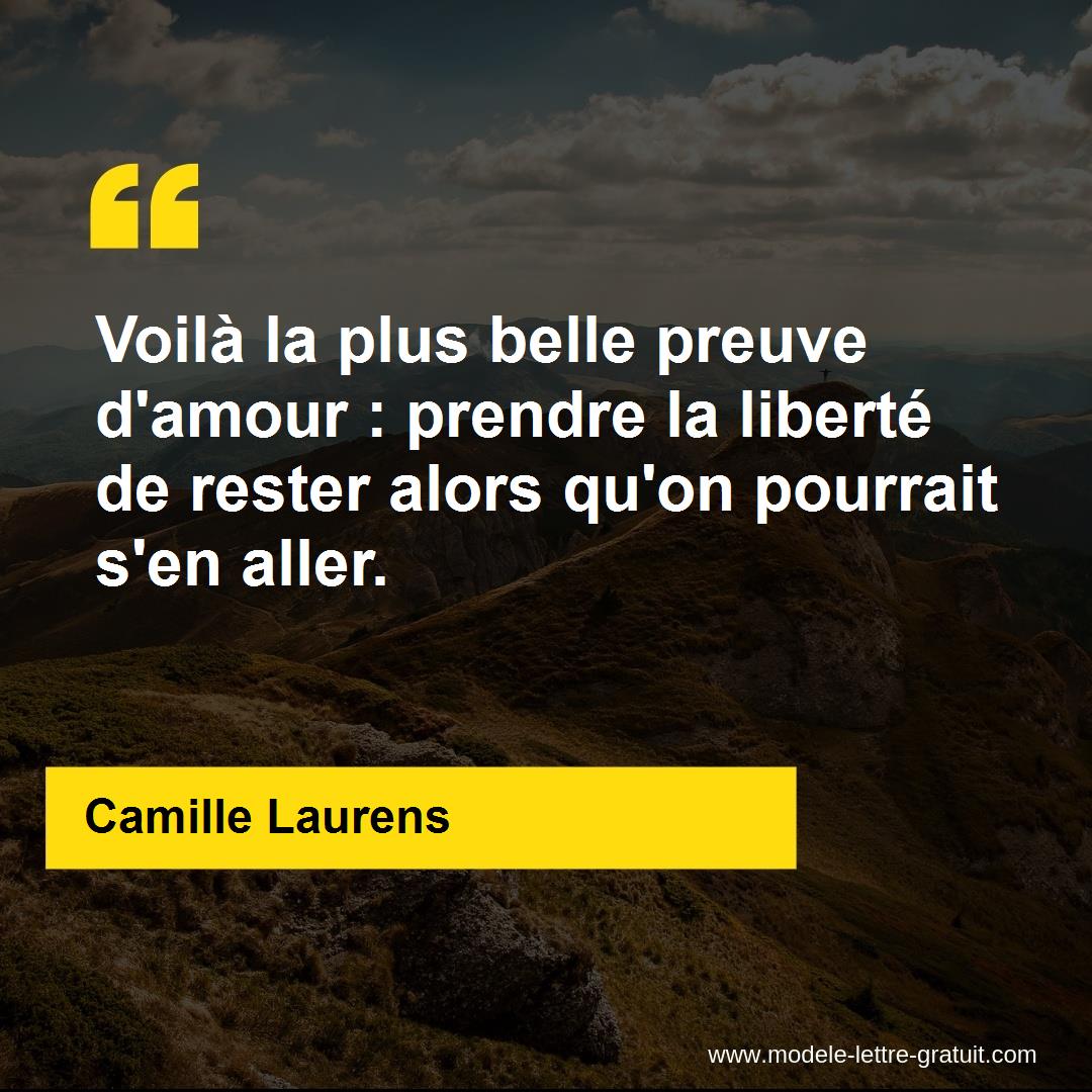 Voila La Plus Belle Preuve D Amour Prendre La Liberte De Camille Laurens