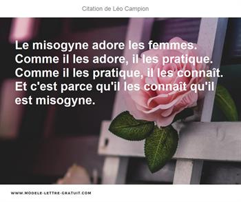 Le Misogyne Adore Les Femmes Comme Il Les Adore Il Les Leo Campion