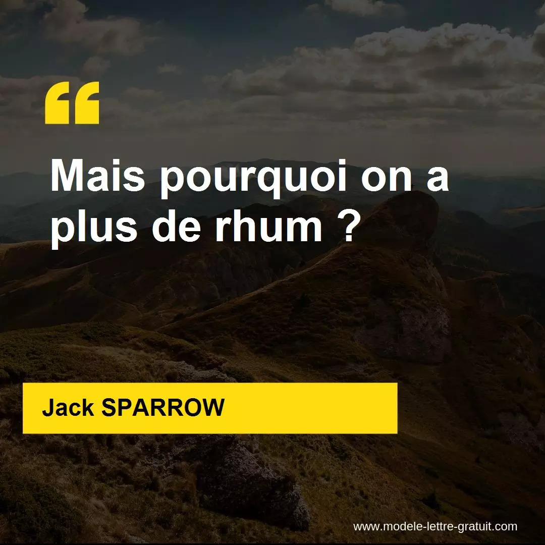 Jack Sparrow A Dit Mais Pourquoi On A Plus De Rhum