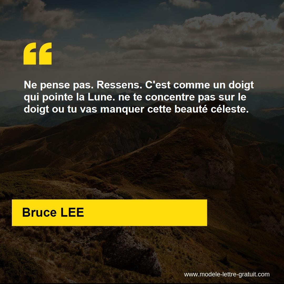 Ne Pense Pas Ressens C Est Comme Un Doigt Qui Pointe La Lune Bruce Lee