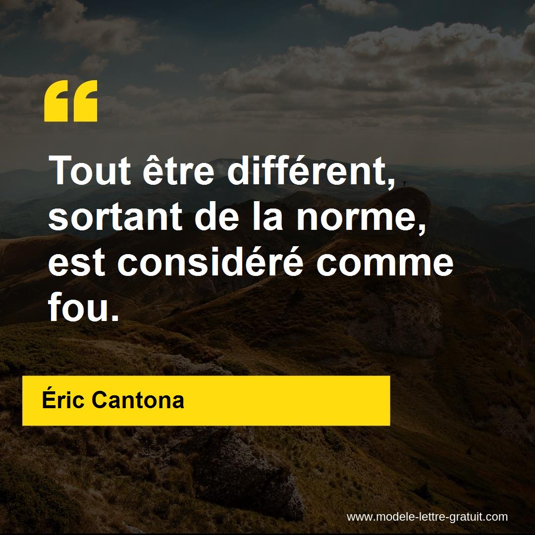 Tout Etre Different Sortant De La Norme Est Considere Comme Eric Cantona