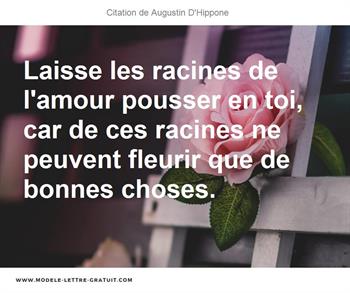 Laisse Les Racines De L Amour Pousser En Toi Car De Ces Racines Augustin D Hippone