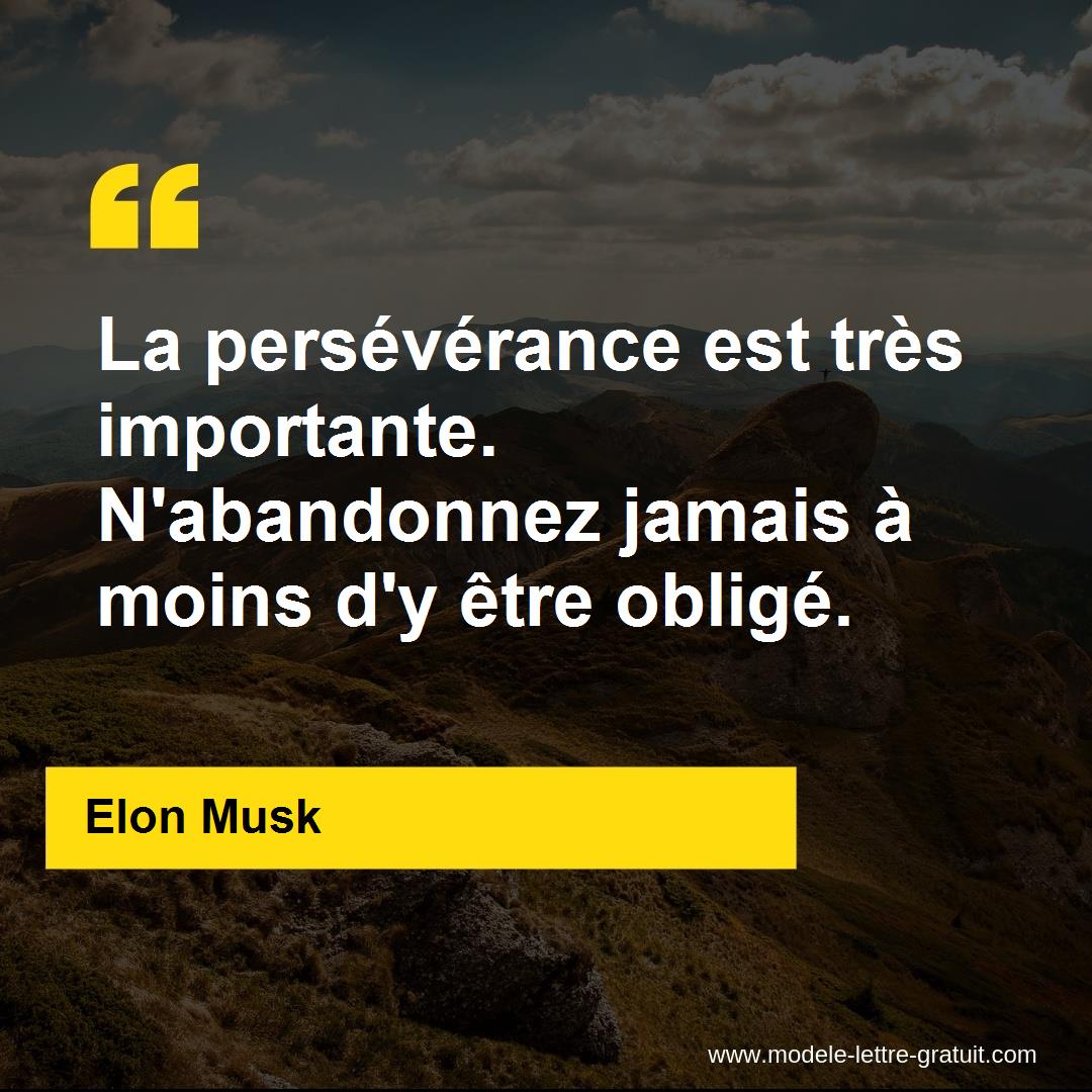 La Perseverance Est Tres Importante N Abandonnez Jamais A Moins Elon Musk